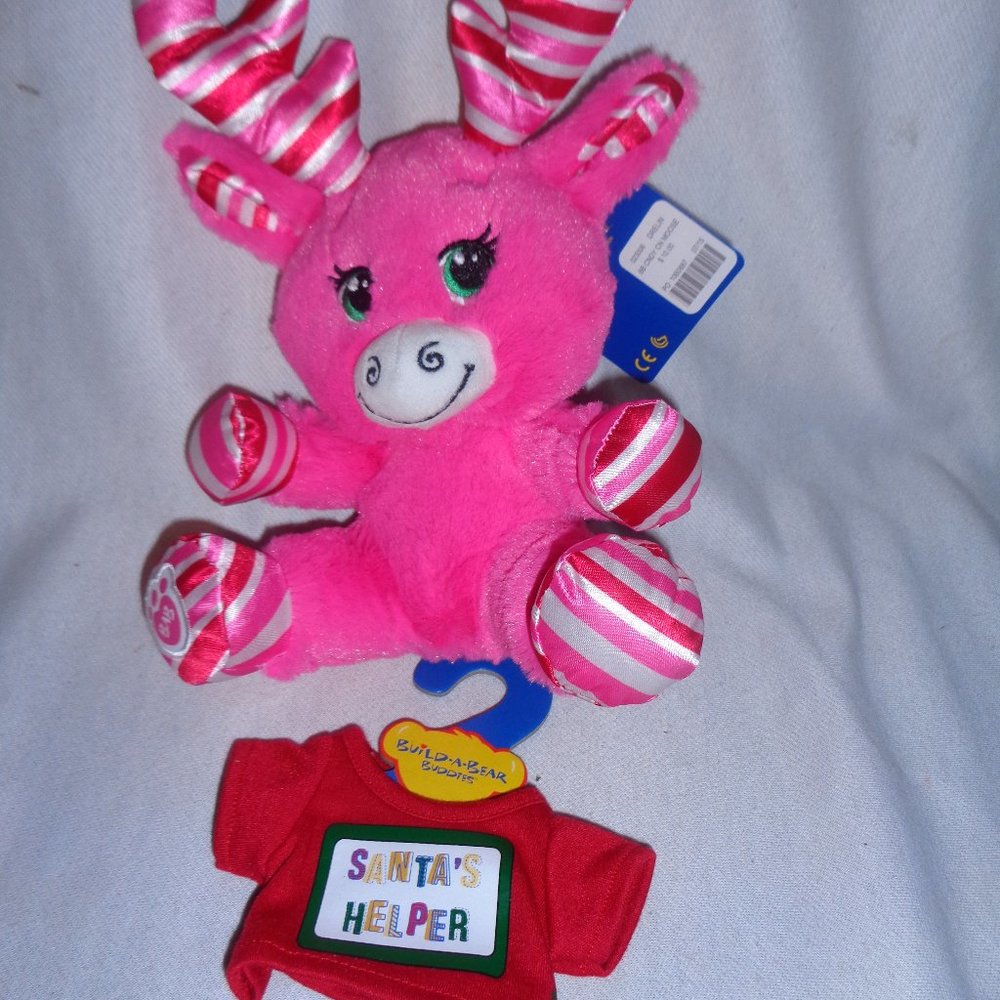 Build A Bear Candy Cane Moose & Santa Helper Tee